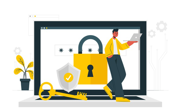 concept illustration of a website protected with SSL certification.